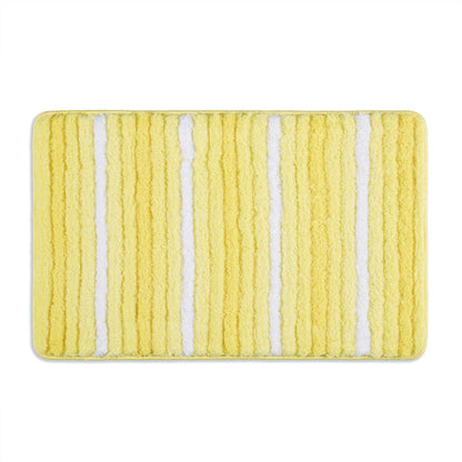 Striped Bathroom Rug Mat, Super Soft Extra Absorbent Shag Bath Mat Rug, Perfect Plush Carpet Mat for Shower and Bathroom, Machine Washable, Non Slip, 27”x48” Yellow