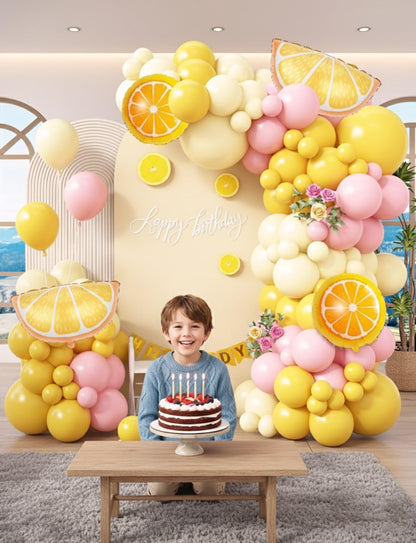Lemonade Party Balloon Arch Kit - Pastel Yellow Pink Latex Balloons & Lemon Foil for Main Squeeze Bridal Shower, Birthday Graduation Lemon Theme Party Wedding Decorations