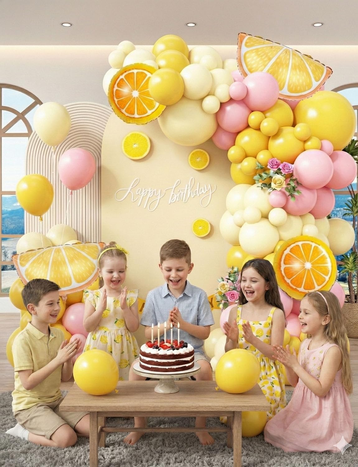Lemonade Party Balloon Arch Kit - Pastel Yellow Pink Latex Balloons & Lemon Foil for Main Squeeze Bridal Shower, Birthday Graduation Lemon Theme Party Wedding Decorations