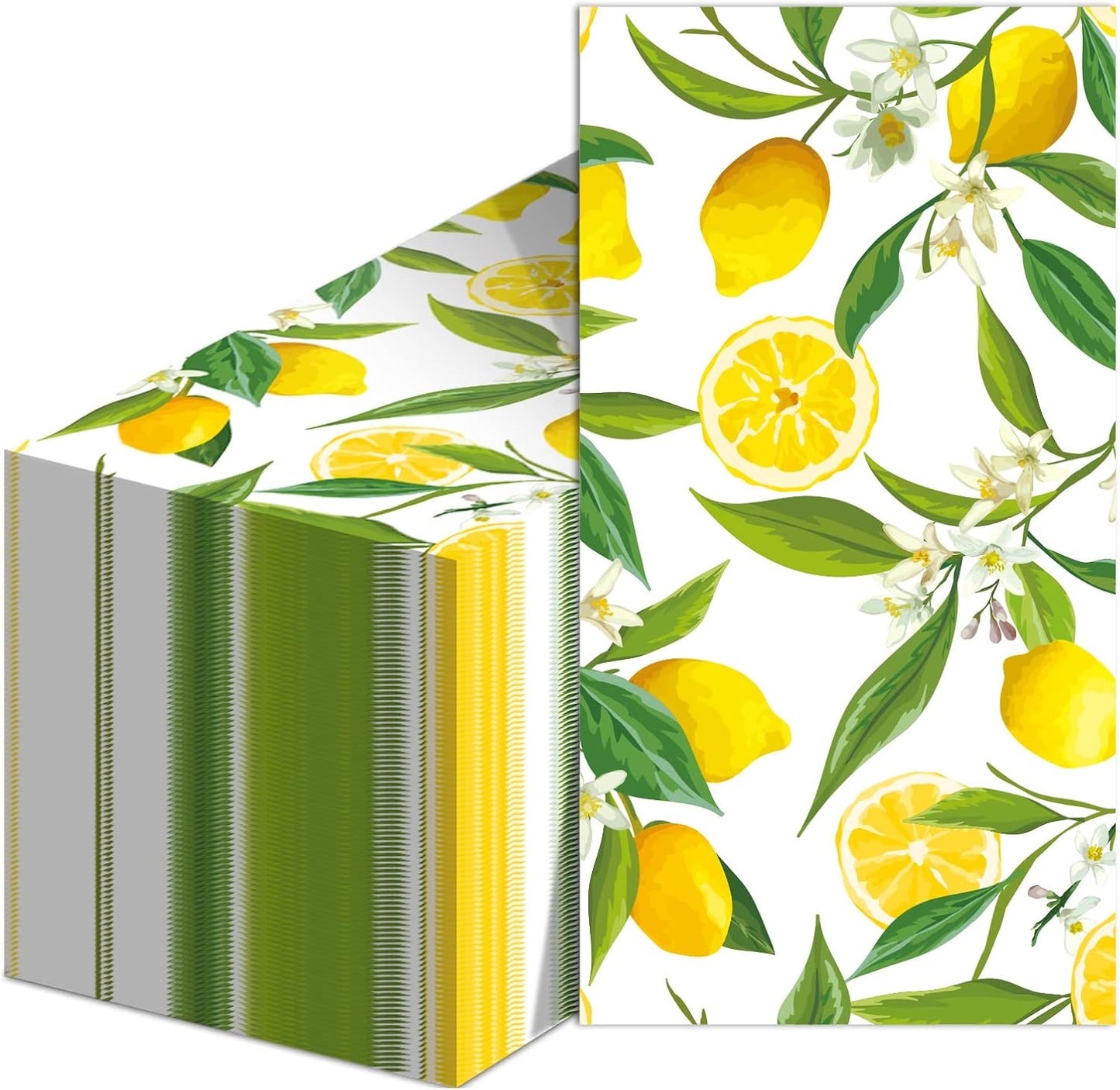 100PCS Lemon Guest Towel Lemon Yellow Citrus Fruit Hand Napkins Paper Napkin Hand Towel Disposable for Bathroom Wedding Holiday Anniversary Birthday Party Bridal Baby Shower Towels