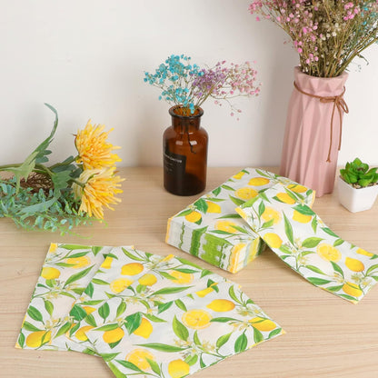 100PCS Lemon Guest Towel Lemon Yellow Citrus Fruit Hand Napkins Paper Napkin Hand Towel Disposable for Bathroom Wedding Holiday Anniversary Birthday Party Bridal Baby Shower Towels
