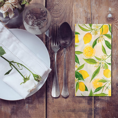 100PCS Lemon Guest Towel Lemon Yellow Citrus Fruit Hand Napkins Paper Napkin Hand Towel Disposable for Bathroom Wedding Holiday Anniversary Birthday Party Bridal Baby Shower Towels