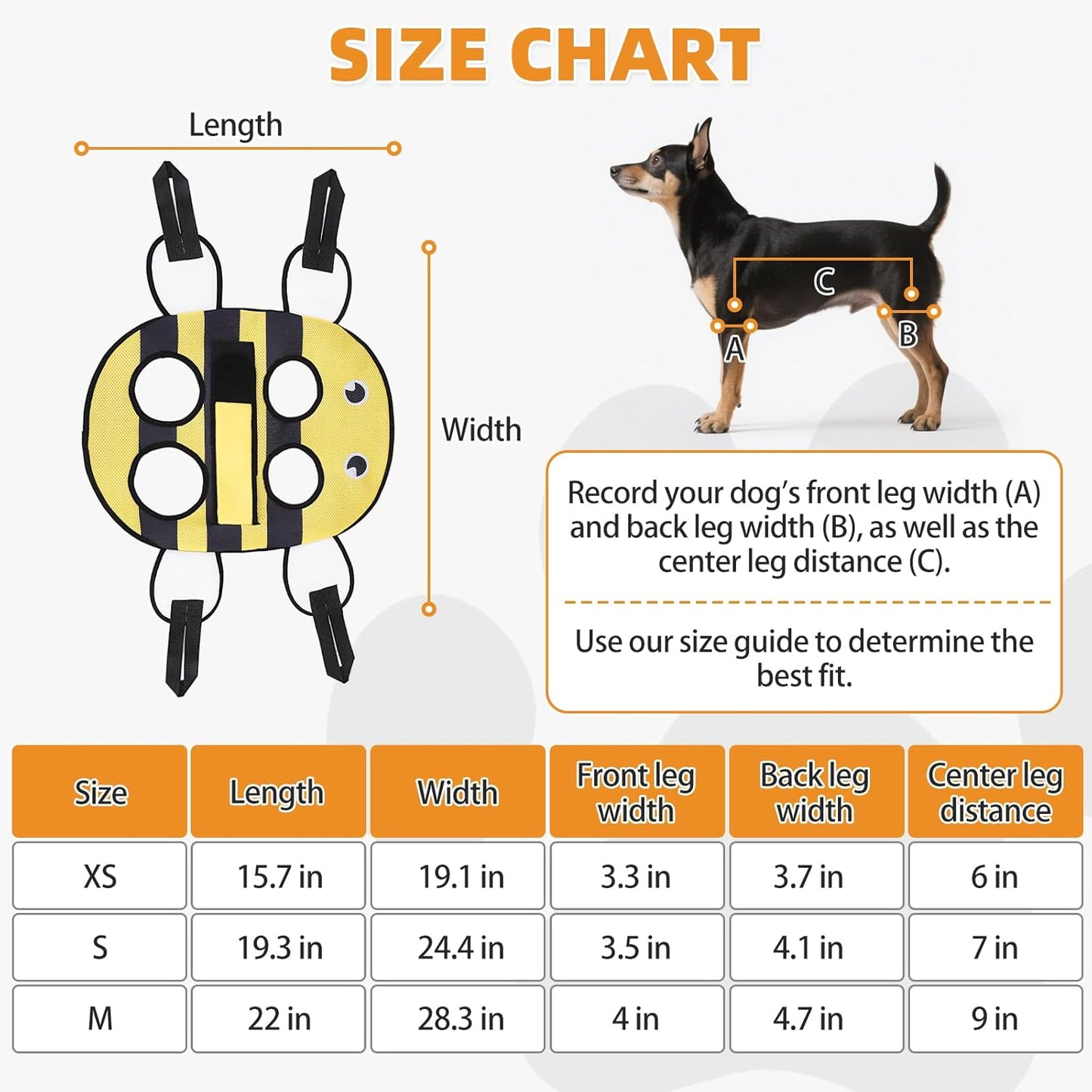 Dog Grooming Hammock for Small Dogs Cats, Cute Bee Design Dog Hanging Harness for Nail Trimming/Clipping,Pet Sling with Grooming Kit and Thick Neck Support & Strap Restraint Claw Care, S