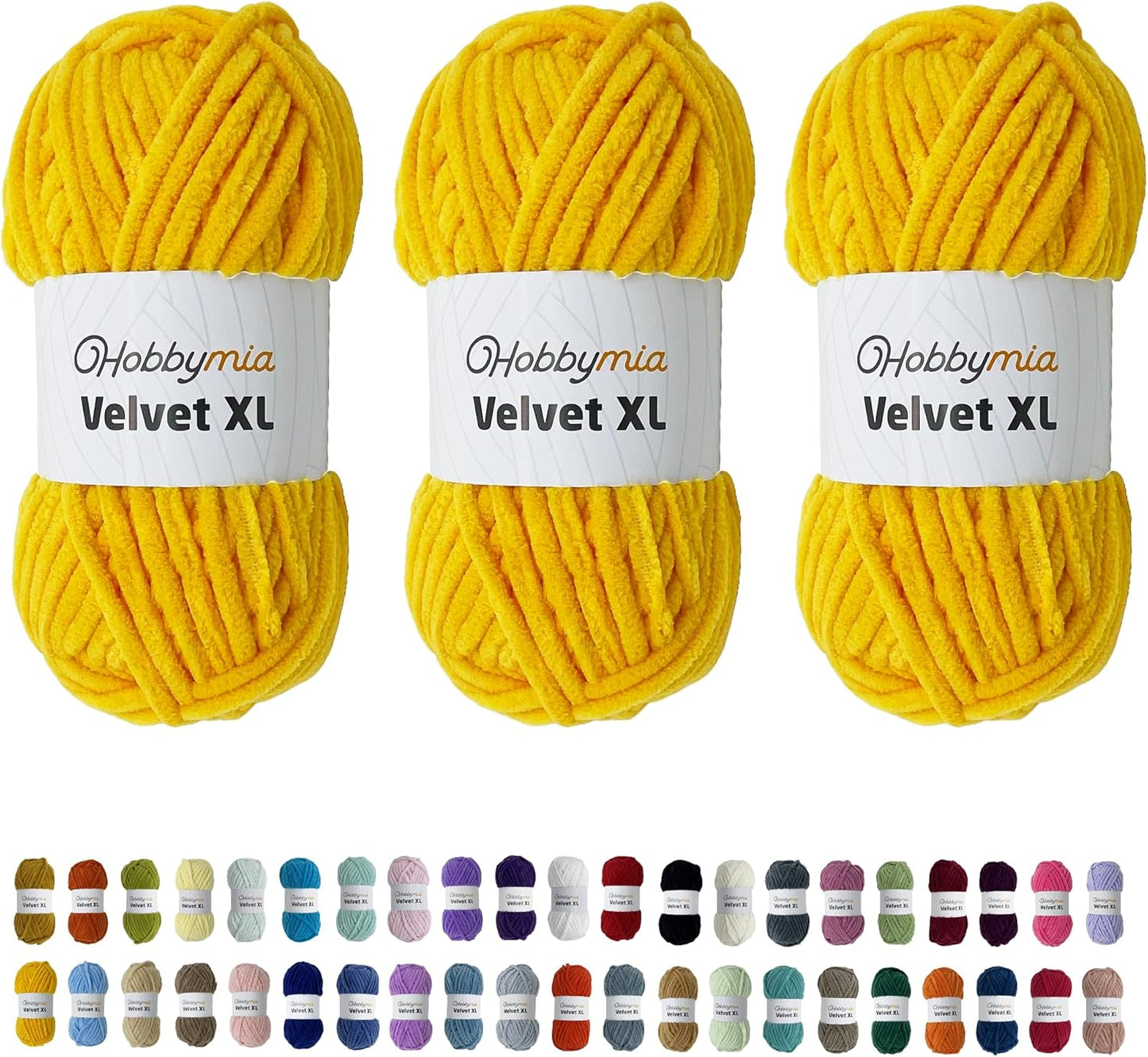 Velvet XL Chenille Yarn - Thick Super Bulky Yarn for Crocheting - Soft Fluffy Plush Yarn for Crochet - 100g / 74yds - Ideal for Baby Blankets & Amigurumi (Bee Yellow, 3 Skeins)