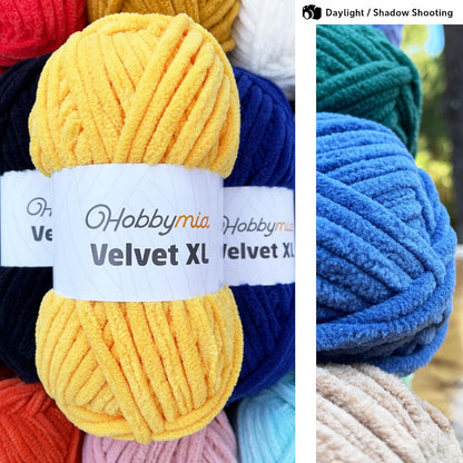Velvet XL Chenille Yarn - Thick Super Bulky Yarn for Crocheting - Soft Fluffy Plush Yarn for Crochet - 100g / 74yds - Ideal for Baby Blankets & Amigurumi (Bee Yellow, 3 Skeins)