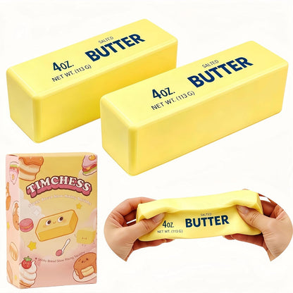 2 Packs Slow Rising Squishy Butter Squeeze Toys Realistic Butter Stick Pack | Sensory Stress Relief Squishies Soft & Stretchy Fidget Toys for Anxiety Relief Party Favors