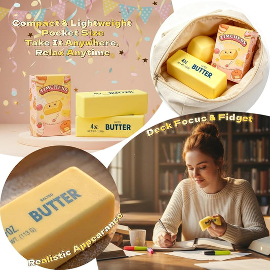 2 Packs Slow Rising Squishy Butter Squeeze Toys Realistic Butter Stick Pack | Sensory Stress Relief Squishies Soft & Stretchy Fidget Toys for Anxiety Relief Party Favors