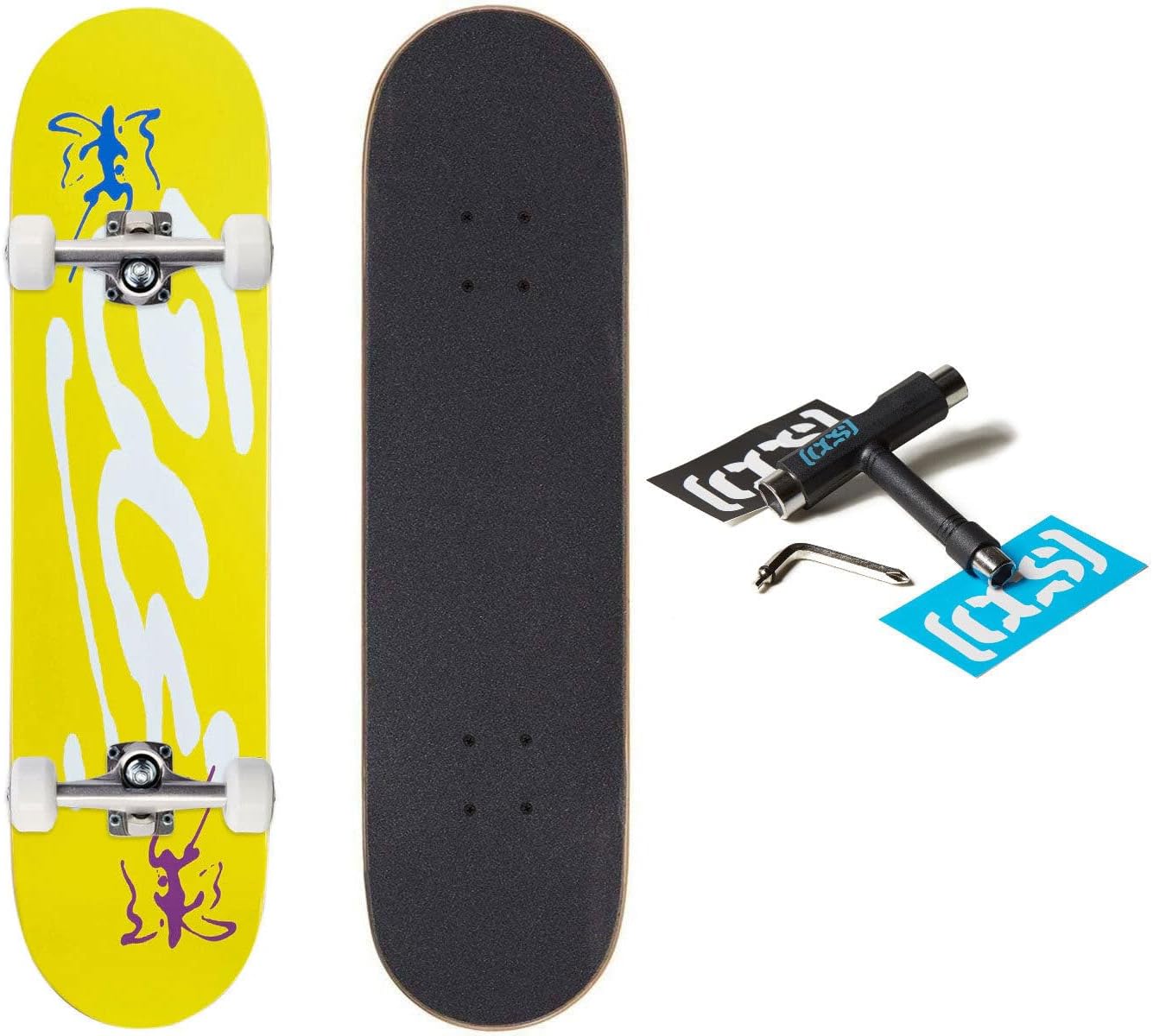 [ ] Graphic Skateboard Complete | Maple Wood | Professional Grade | Fully Assembled with Skate Tool & Stickers | Adults, Kids, Teens, Youth | Boys & Girls