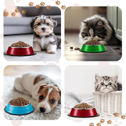 6Pcs 7oz Stainless Steel Dog Bowl,for Puppy,Small Cat,Pet,Kitten | Stackable Water and Food Dishes, Non Slip Silicone Base, Stain and Rust Resistance, Polished Rim, Safety & Easy to Clean