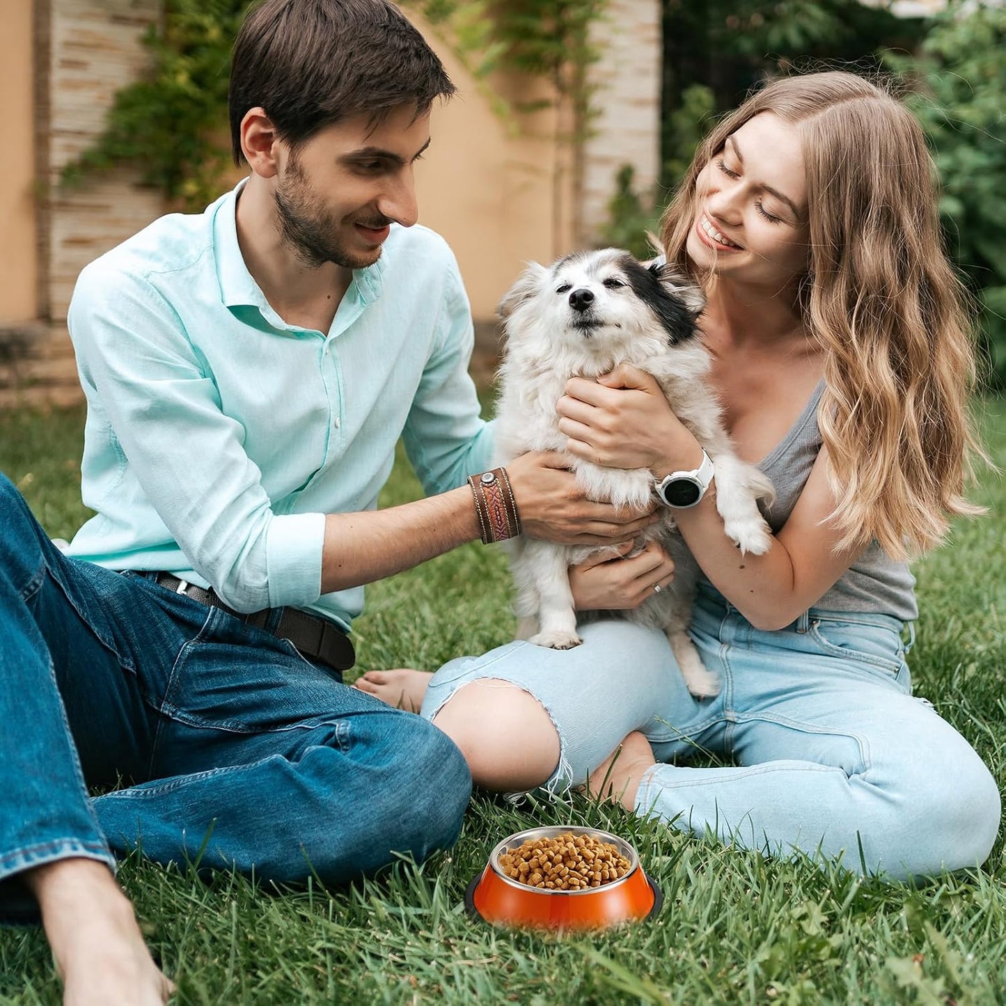 6Pcs 7oz Stainless Steel Dog Bowl,for Puppy,Small Cat,Pet,Kitten | Stackable Water and Food Dishes, Non Slip Silicone Base, Stain and Rust Resistance, Polished Rim, Safety & Easy to Clean