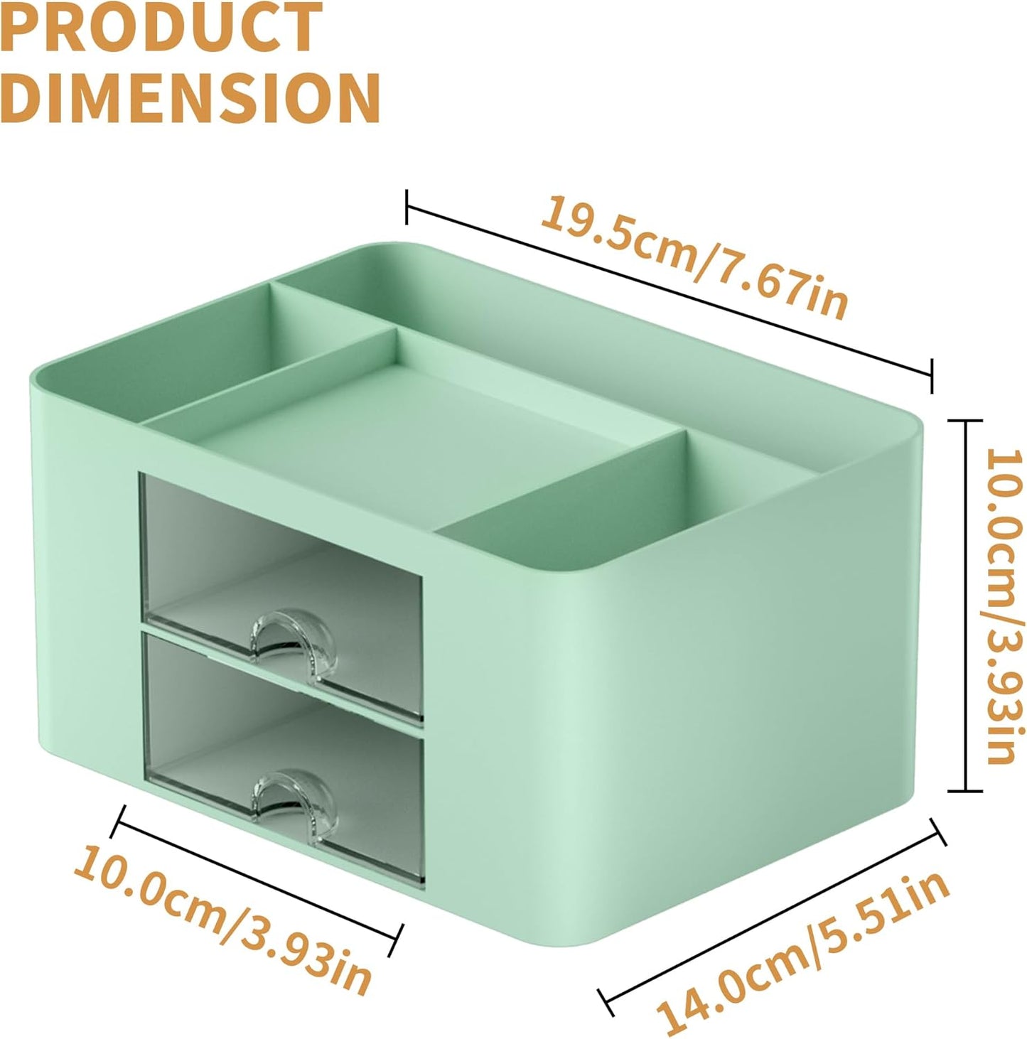 Pen Organizer with 2 Drawer, Multi-Functional Pencil Holder for Desk, Desk Organizers and Accessories with 5 Compartments + Drawer for Office Art Supplies (Yellow)