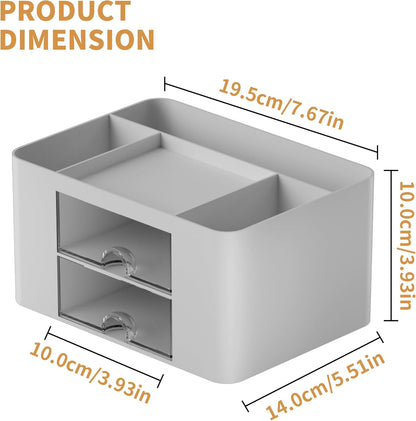 Pen Organizer with 2 Drawer, Multi-Functional Pencil Holder for Desk, Desk Organizers and Accessories with 5 Compartments + Drawer for Office Art Supplies (Yellow)