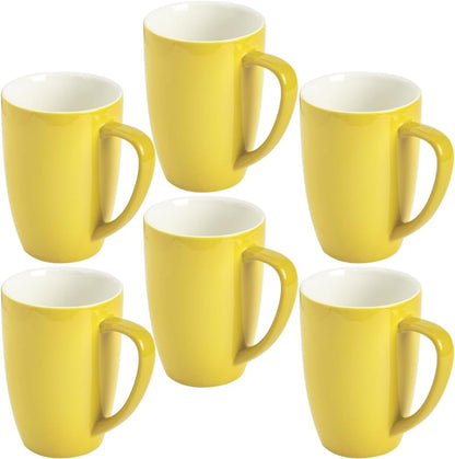 Porcelain Mug Set, 16 Ounces Cup for Tea, Latte, Mocha, Hot Chocolate, Set of 6, Yellow