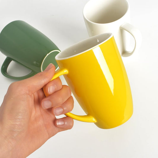 Porcelain Mug Set, 16 Ounces Cup for Tea, Latte, Mocha, Hot Chocolate, Set of 6, Yellow
