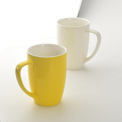 Porcelain Mug Set, 16 Ounces Cup for Tea, Latte, Mocha, Hot Chocolate, Set of 6, Yellow