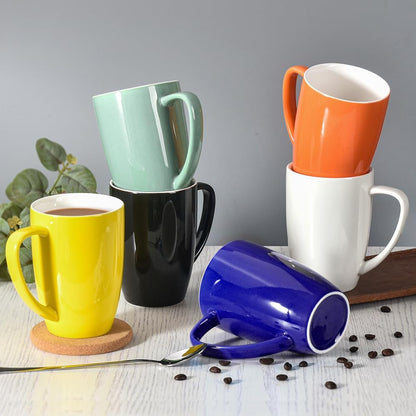 Porcelain Mug Set, 16 Ounces Cup for Tea, Latte, Mocha, Hot Chocolate, Set of 6, Yellow