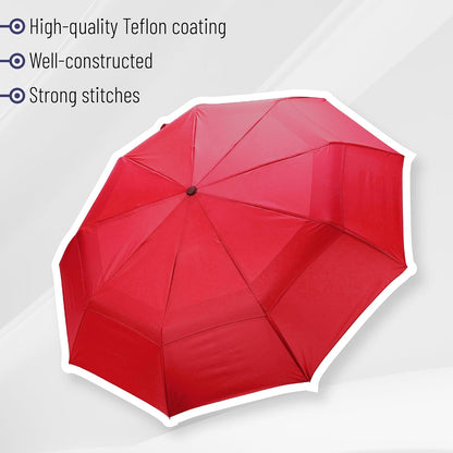 Windproof Travel Umbrella, Small Water-Resistant Automatic Folding Umbrella for Rain and Sun, Light, Compact and Portable for Women & Men, Fits Car & Backpack
