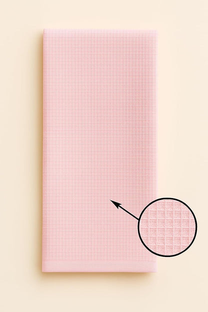 100% Cotton Waffle Weave Kitchen Dish Towels, Ultra Soft Absorbent Quick Drying Cleaning Towel, 18x28 Inches, 3-Pack, Pink-Yellow-Light Green