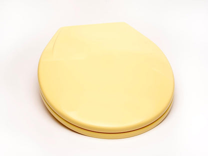 2Q1R6-50 Builder Grade Slow Close Plastic Toilet Seat with Vari-Adjust Lok-Down R'N'C Hinge and Quik-Lok Mounting Hardware, Round, Yellow