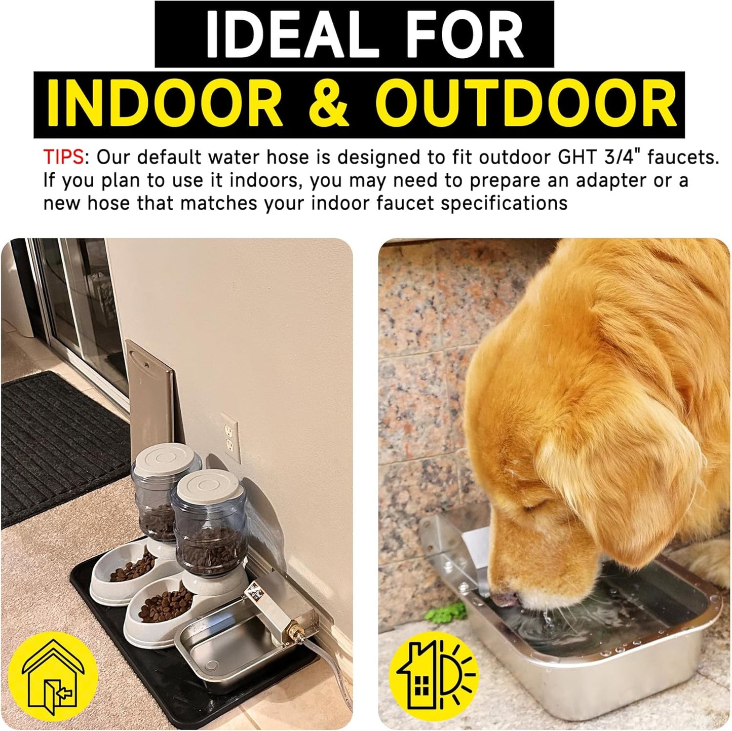 Automatic Water Dispenser for Dogs, 101oz Outdoor Dog Water Bowl, 304 Stainless Steel Water Feeder for Small to Large Pets, Large Livestock Waterer, Anti-Tipping, Water Auto-Fill, Easy to Clean