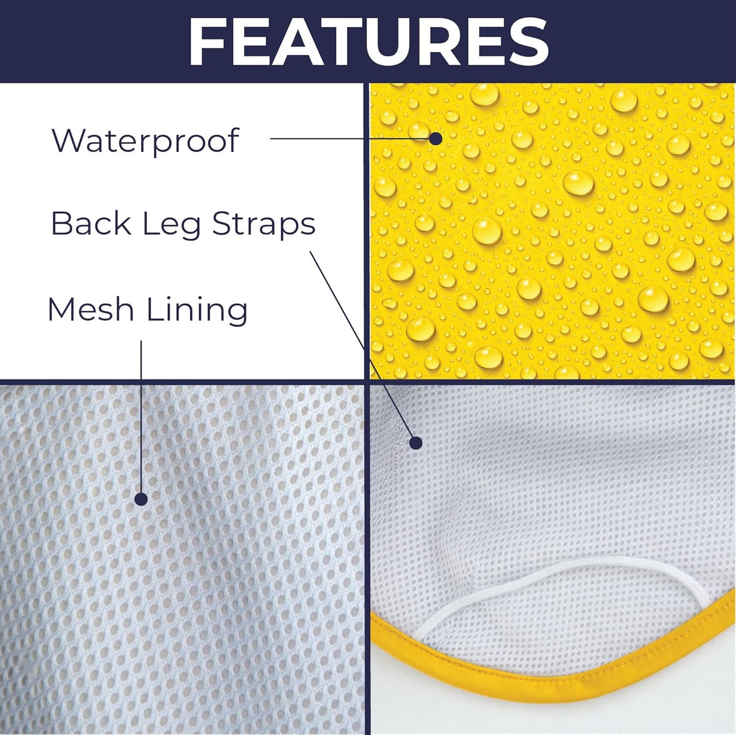Dachshund Raincoat - Waterproof & Windproof Dog Jacket for Long Weiner Dogs, Adjustable Fit, Harness Hole - Yellow, X-Small