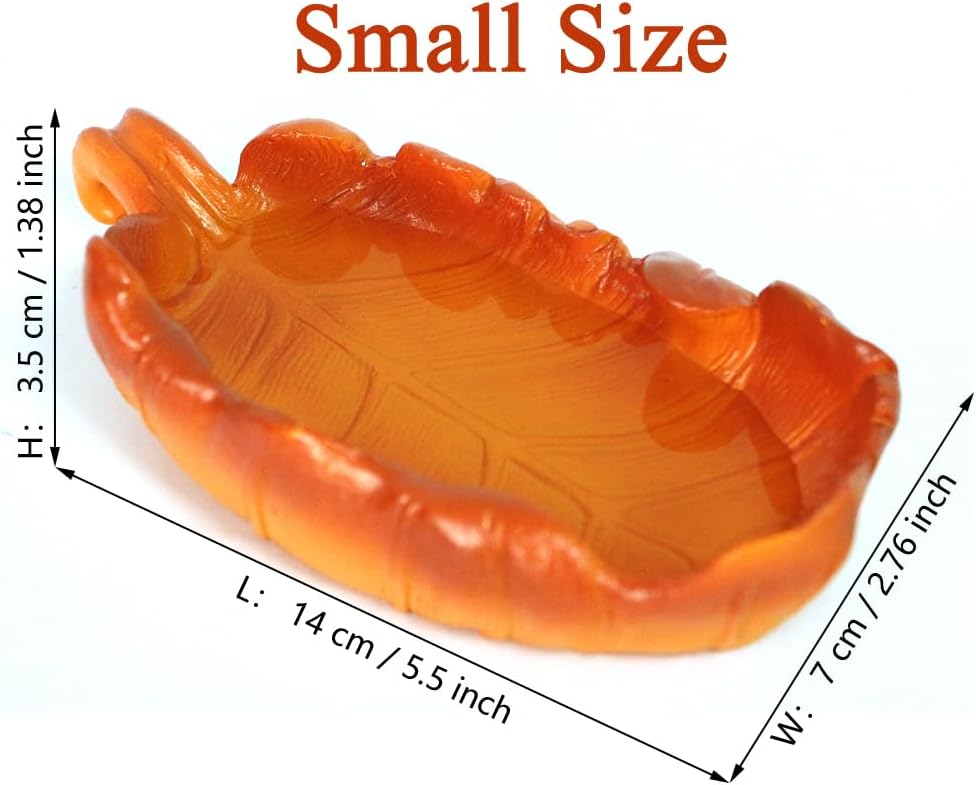 Reptile Feeding Dish Bowl,Leaf Food/Water Dish for Amphibians Tank,Reptiles and Other Little Critters Water Bowl,Premium Resin Reptile Terrarium Bowls for Lizard,Hermit Crab,Gecko,Tortoise(small size)