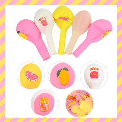 45Pcs Lemon Balloons Lemonade party Decorations, Yellow,Pink and White Latex and Confetti Balloons for Lemon Summer Birthday Party Baby Shower