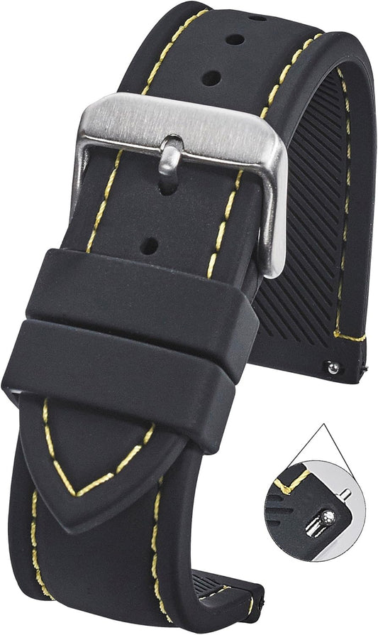 ALPINE Sporty Smooth Silicone Stitched Watch Band - Replacement Rubber Watch Bands - Quick Release Waterproof Watch Straps for Women & Men - Compatible with Regular & Smart Watch Bands