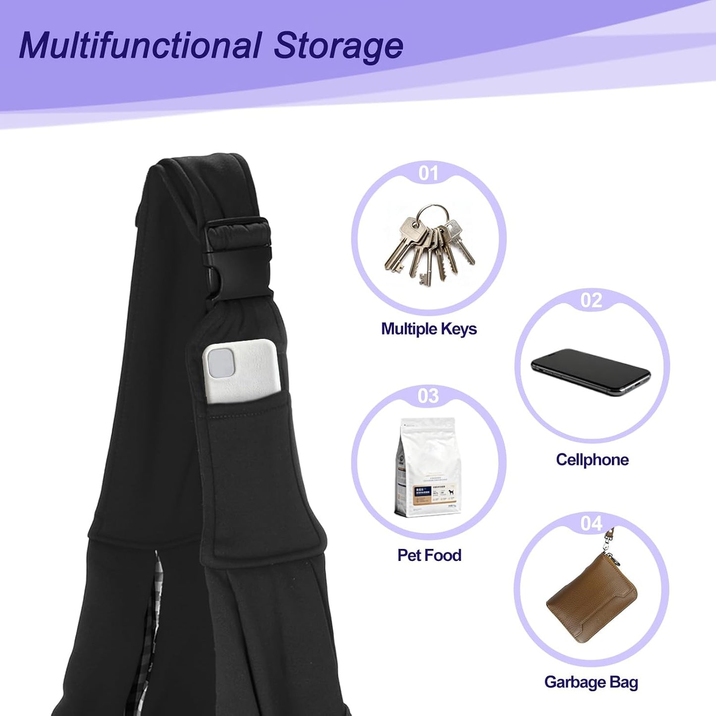 Dog and Cat Sling Carrier Up to 16.5 Lbs, Hand-Free Reversible Pet Sling Carrier with Adjustable Strap and Pocket, (Yellow, 1 Pcs) Intended for Hiking/Camping/Traveling