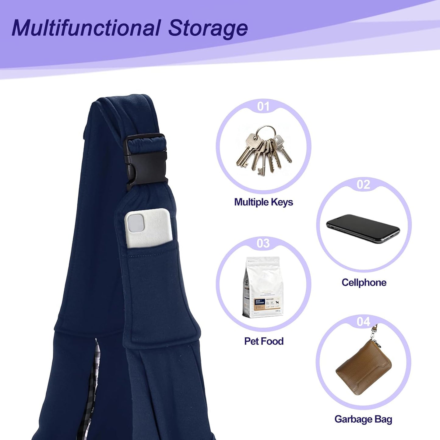 Dog and Cat Sling Carrier Up to 16.5 Lbs, Hand-Free Reversible Pet Sling Carrier with Adjustable Strap and Pocket, (Yellow, 1 Pcs) Intended for Hiking/Camping/Traveling