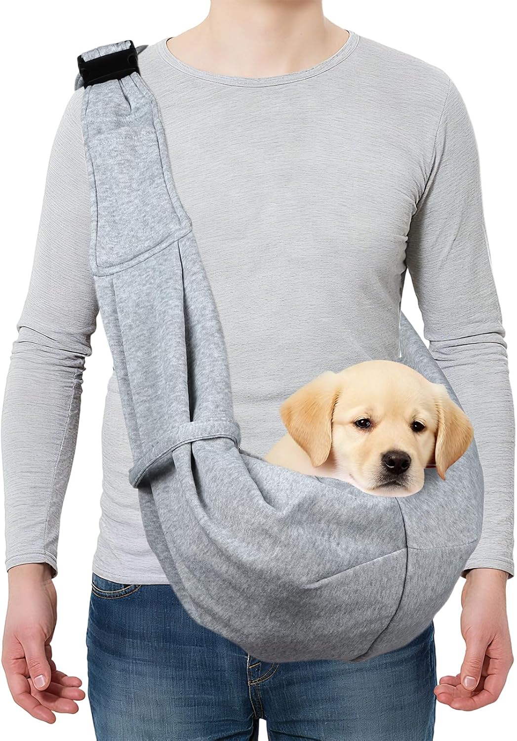 Dog and Cat Sling Carrier Up to 16.5 Lbs, Hand-Free Reversible Pet Sling Carrier with Adjustable Strap and Pocket, (Yellow, 1 Pcs) Intended for Hiking/Camping/Traveling