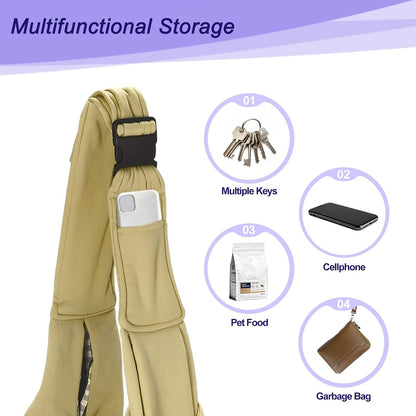 Dog and Cat Sling Carrier Up to 16.5 Lbs, Hand-Free Reversible Pet Sling Carrier with Adjustable Strap and Pocket, (Yellow, 1 Pcs) Intended for Hiking/Camping/Traveling