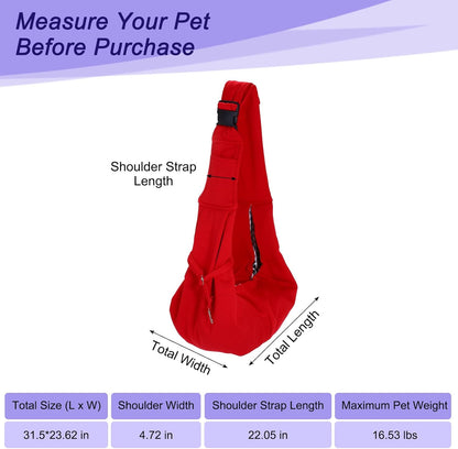 Dog and Cat Sling Carrier Up to 16.5 Lbs, Hand-Free Reversible Pet Sling Carrier with Adjustable Strap and Pocket, (Yellow, 1 Pcs) Intended for Hiking/Camping/Traveling