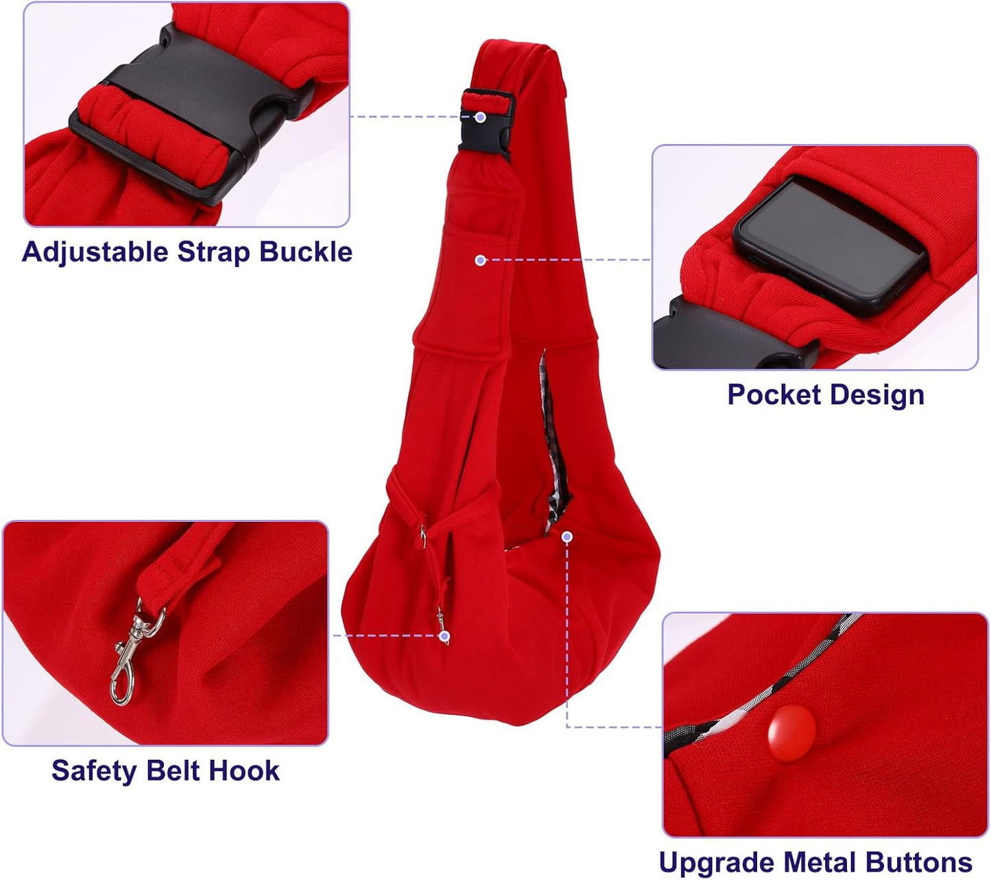 Dog and Cat Sling Carrier Up to 16.5 Lbs, Hand-Free Reversible Pet Sling Carrier with Adjustable Strap and Pocket, (Yellow, 1 Pcs) Intended for Hiking/Camping/Traveling