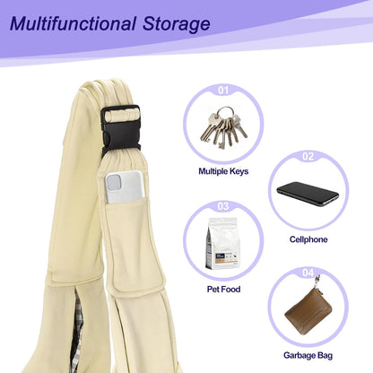 Dog and Cat Sling Carrier Up to 16.5 Lbs, Hand-Free Reversible Pet Sling Carrier with Adjustable Strap and Pocket, (Yellow, 1 Pcs) Intended for Hiking/Camping/Traveling