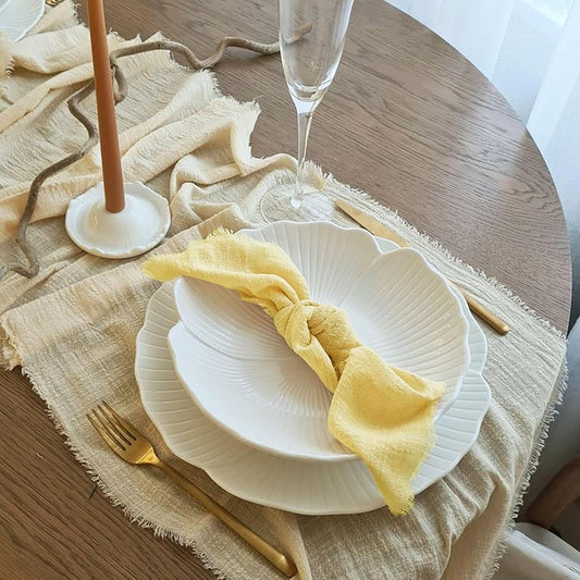 24Pack Yellow Cloth Napkins 17x17Inch Yellow Napkins Cloth with Fringe Soft Cotton Cloth Napkins Washable Rustic Dinner Napkins Cloth for Wedding Party Dinner Table