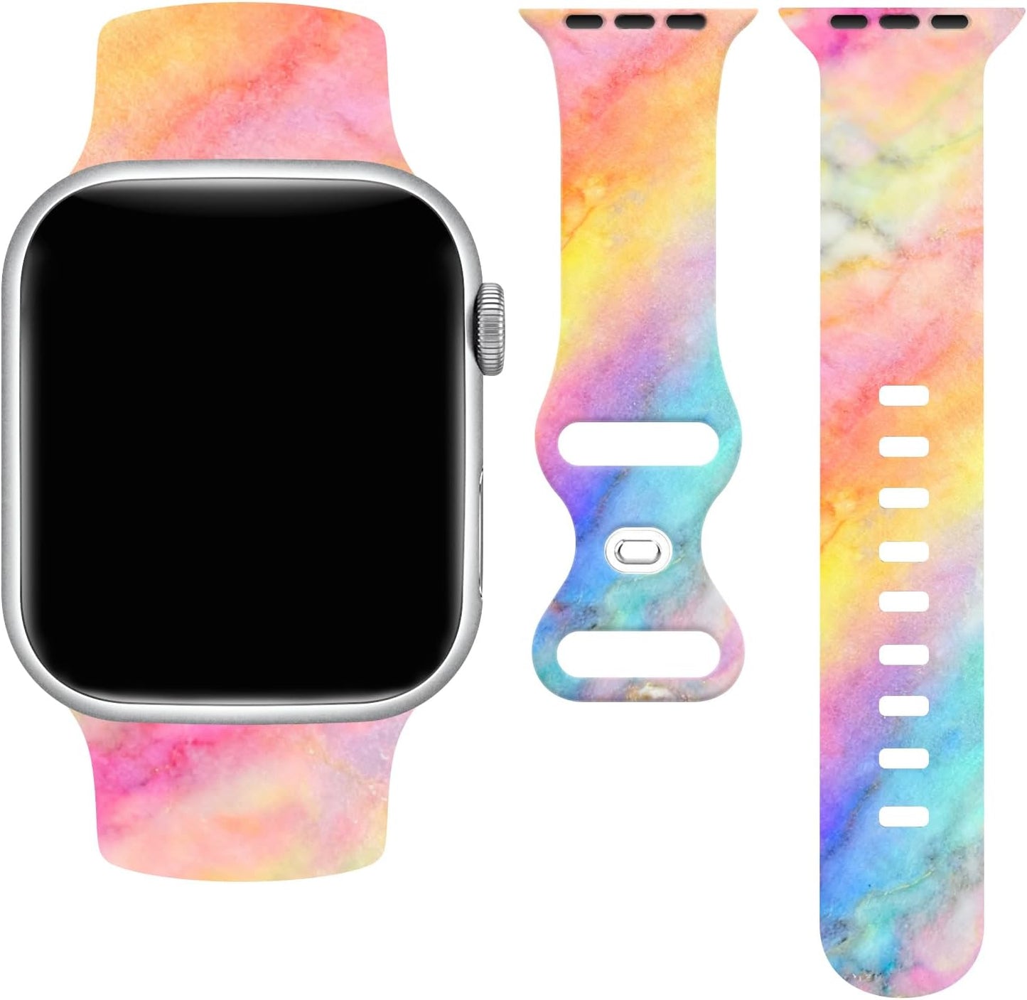 Marble Watch Band Compatible with Apple Watch, Soft Silicone Strap Adjustable Replacement for Iwatch Bands All Series