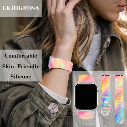 Marble Watch Band Compatible with Apple Watch, Soft Silicone Strap Adjustable Replacement for Iwatch Bands All Series