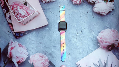 Marble Watch Band Compatible with Apple Watch, Soft Silicone Strap Adjustable Replacement for Iwatch Bands All Series