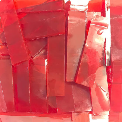 Rectangle Mosaic Tiles Stained Glass, 1x4CM Textured Glass Mosaic Making with Handmade for DIY Art Crafts, Home Decorations - About 74Pcs 200G(0.44LB),Red & Yellow