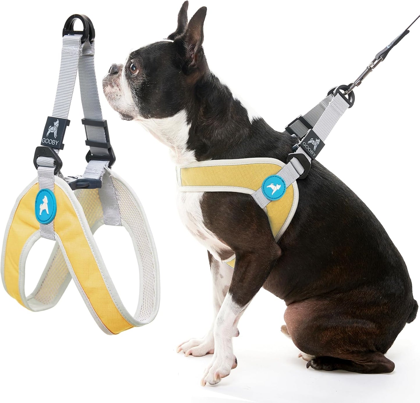 Simple Step-in III Dog Harness, Yellow, Small | Slide-to-fit chest strap; Breathable inner mesh; Scratch-resistant outer; Quick-release buckle; Durable POM leash ring