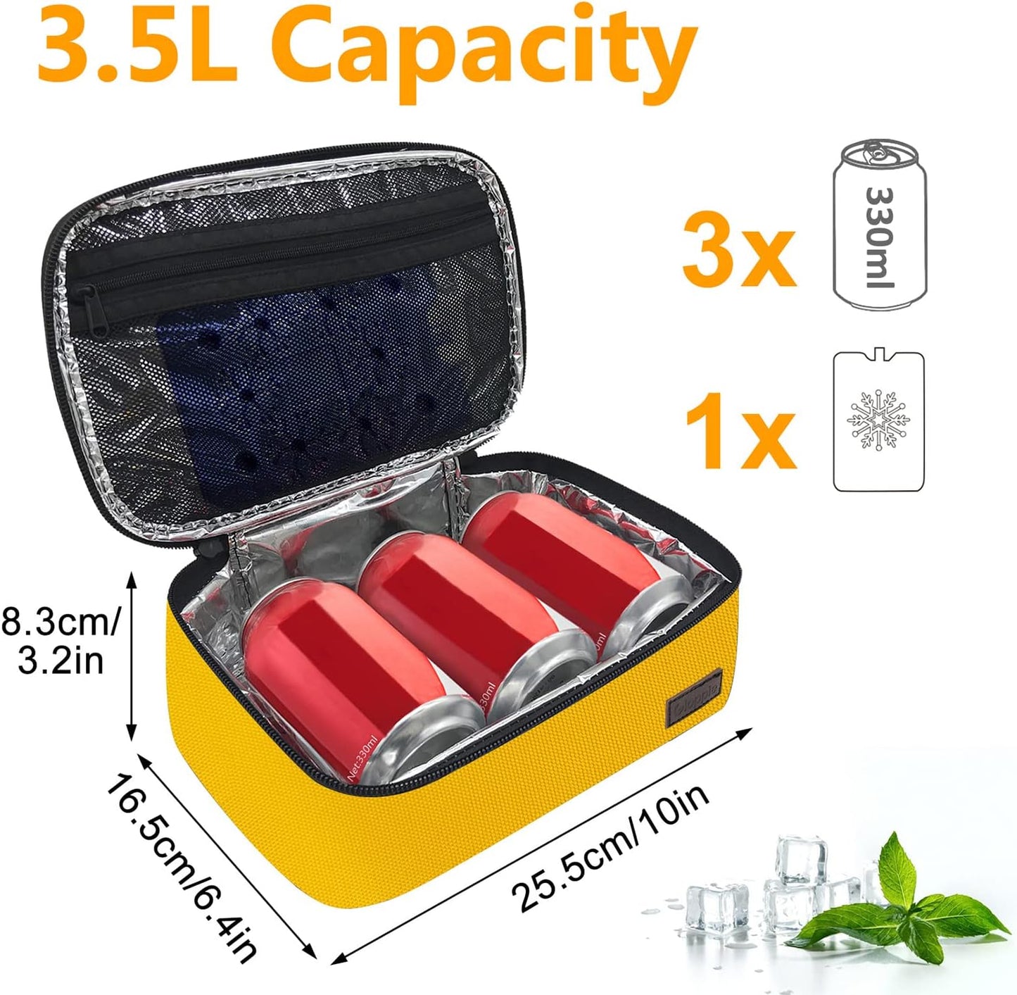 Mini Lunch Box Small Kids Lunch Bag Compact LunchBox Bag, CPC Certified | Child-Safe Materials, Insulated LunchBag Reusable Sandwich Containers Snack Box, Yellow