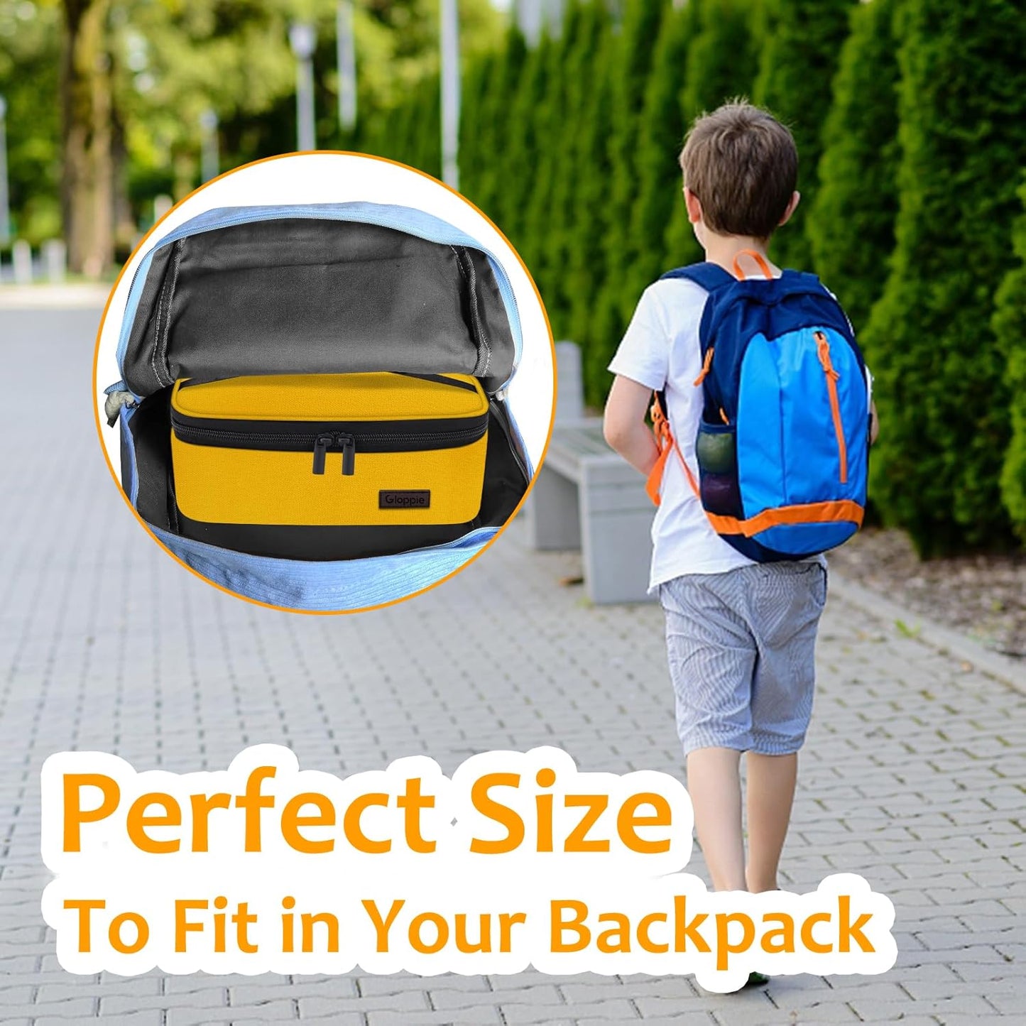 Mini Lunch Box Small Kids Lunch Bag Compact LunchBox Bag, CPC Certified | Child-Safe Materials, Insulated LunchBag Reusable Sandwich Containers Snack Box, Yellow