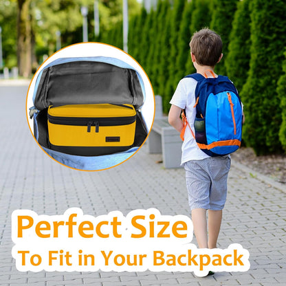Mini Lunch Box Small Kids Lunch Bag Compact LunchBox Bag, CPC Certified | Child-Safe Materials, Insulated LunchBag Reusable Sandwich Containers Snack Box, Yellow