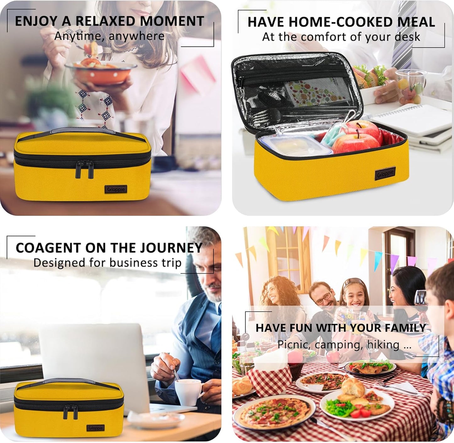 Mini Lunch Box Small Kids Lunch Bag Compact LunchBox Bag, CPC Certified | Child-Safe Materials, Insulated LunchBag Reusable Sandwich Containers Snack Box, Yellow