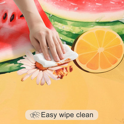 Lemon Watermelon Tablecloth Washable Round Table Cover for Kitchen Dining Decoration 60 Inch