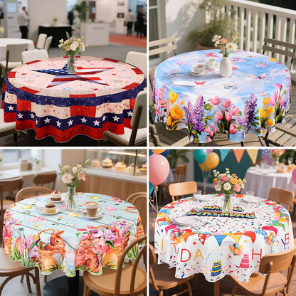 Lemon Watermelon Tablecloth Washable Round Table Cover for Kitchen Dining Decoration 60 Inch