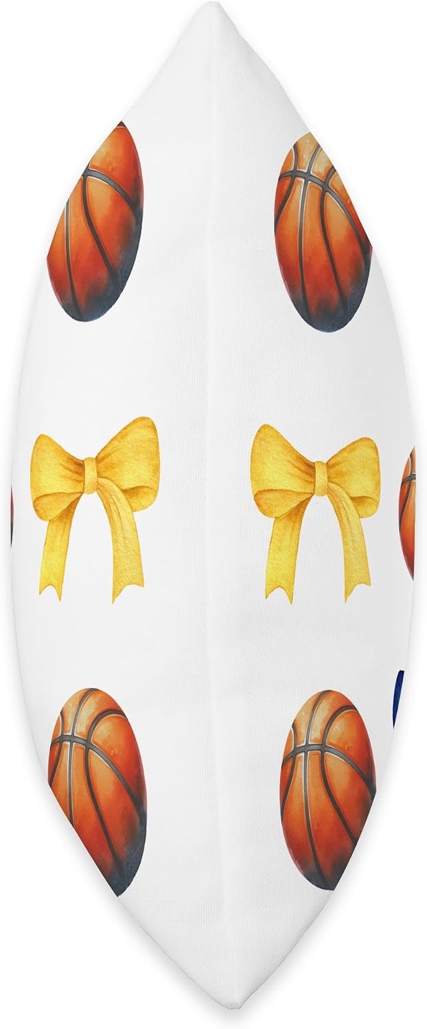 Basketballs & Bows for Girls Basketball Player Blue & Yellow Throw Pillow