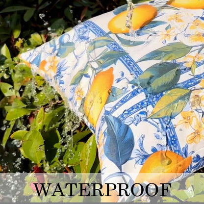 ONWAY Lemon Summer Outdoor Pillow Covers 18x18 Inch Set of 2 Italian Boho Chinoiserie Style Farmhouse Decorative Patio Waterproof Cushion Case for Sofa Couch Home Decor