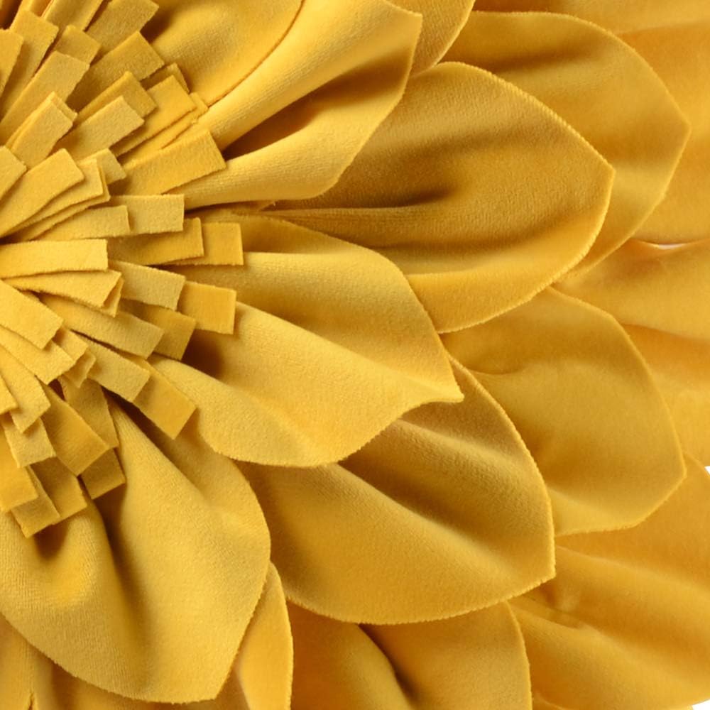 OiseauVoler Decorative 3D Throw Pillow Covers Aesthetic Yellow 18x18 Inch | 3D Floral Handmade Pillowcases Cushion Covers Soft Velvet for Couch Bed Living Room Home Decor Unique Pet Dog Hair Resistant